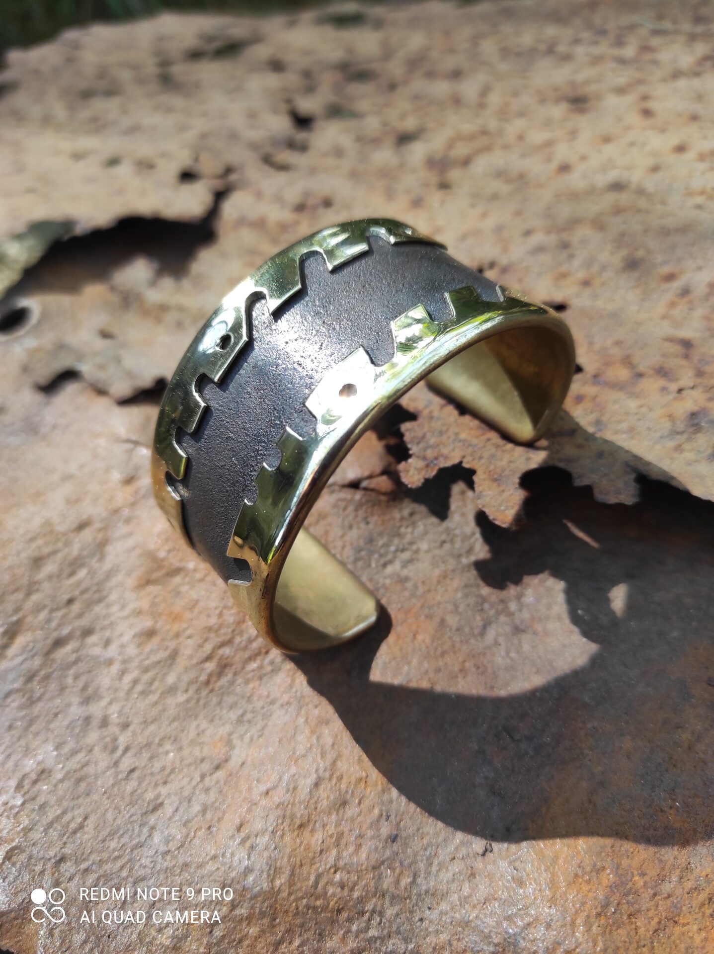 Bracelet laiton et acier patiné